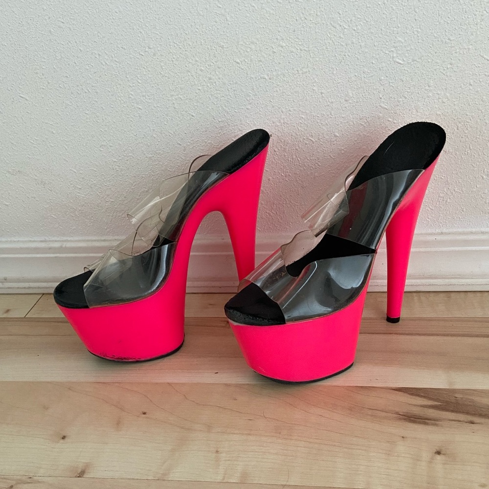 Pleaser neon pink UV dancer heels